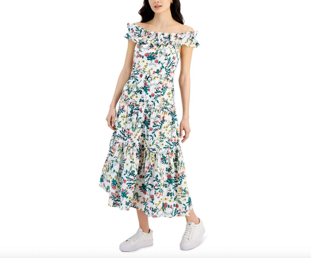 NWT Nautica womens Short Sleeve Midi Dress Off the Shoulder Dress Casual Dress